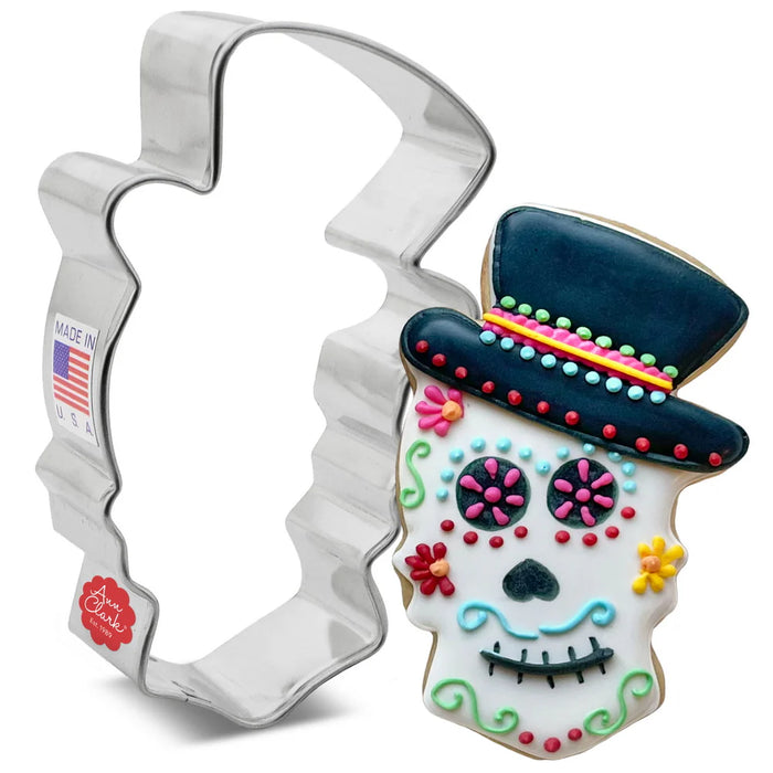 Ann Clark Cookie Cutter Sugar Skull with Top Hat Cookie Cutter