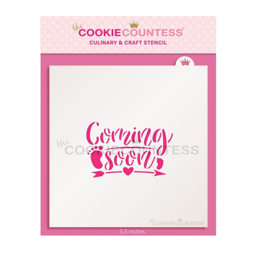 Baby Coming Soon Stencil - The Cookie Countess