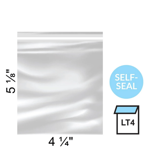 Clear Lip & Tape Bags 4 1/4 x 5 1/8" - pack of 100 - The Cookie Countess