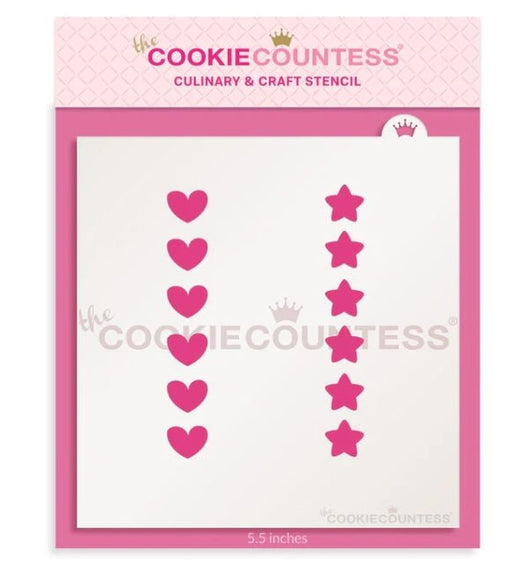 Cookie Stick Stencil - Stars and Hearts - The Cookie Countess