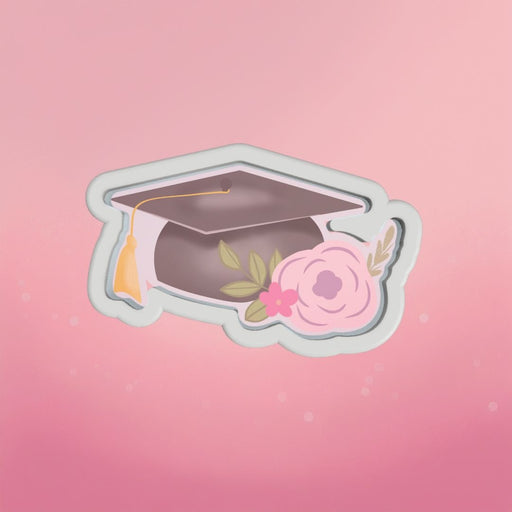 Floral Grad Cap Cookie Cutter - The Cookie Countess