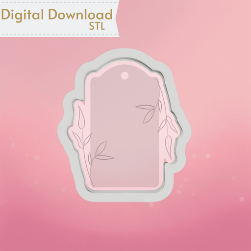 Gift Tag with Greenery Cookie Cutter STL - The Cookie Countess