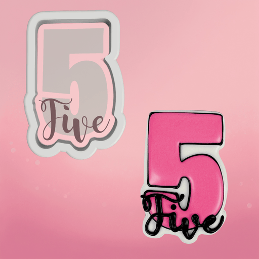 Number and Script Five Cookie Cutter - The Cookie Countess