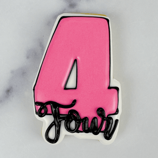 Number and Script Four Cookie Cutter - The Cookie Countess
