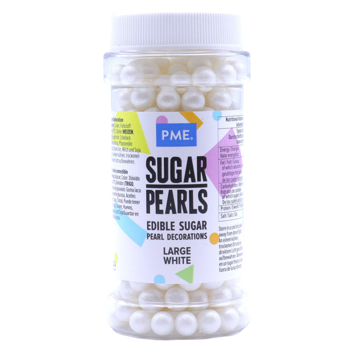 PME Sugar Decorations Large White Sugar Pearls 3.17 oz