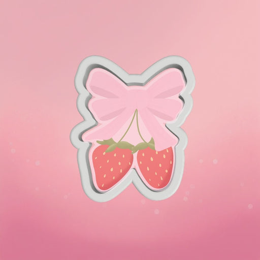 Strawberries with Bow Cookie Cutter - The Cookie Countess