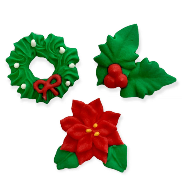 Sweet Elite Sugar Decorations Medium Classic Christmas Assortment Royal Icing Decorations ( 18pc)