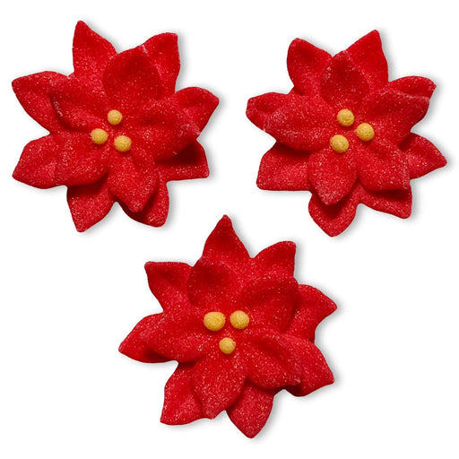 Sweet Elite Sugar Decorations Mini Poinsettia Royal Icing Decorations ( 30pc)