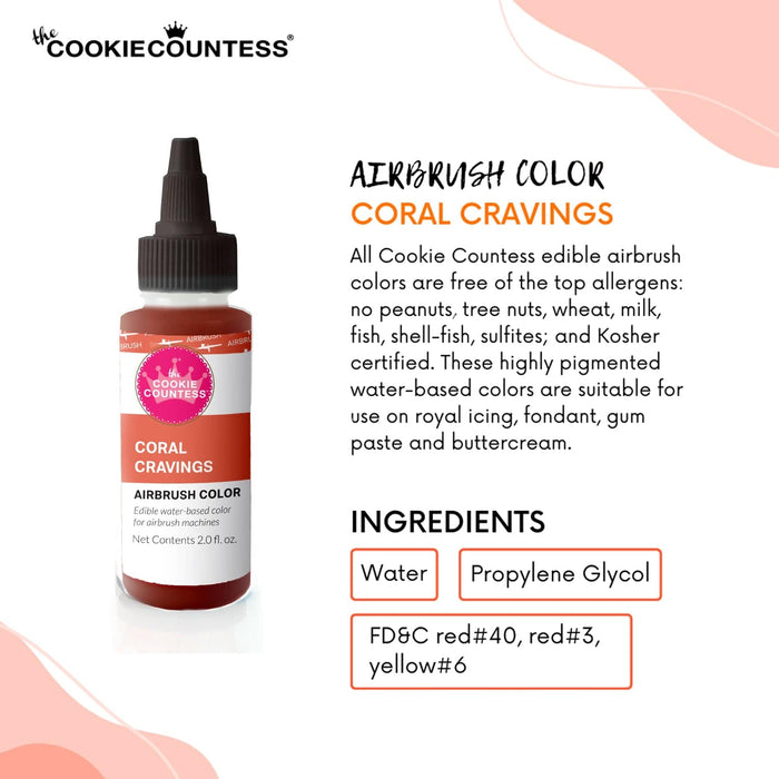Cookie Countess - Coral Cravings edible airbrush color 2oz — The
