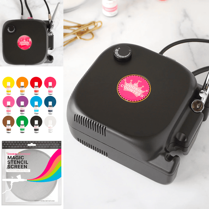 Pro CAKE DECORATING SYSTEM 3 Airbrush Kit 12 Color Food Coloring