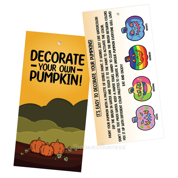 The Cookie Countess Bag Topper Paint a Pumpkin PYO Tag with Instructions, Pack of 25