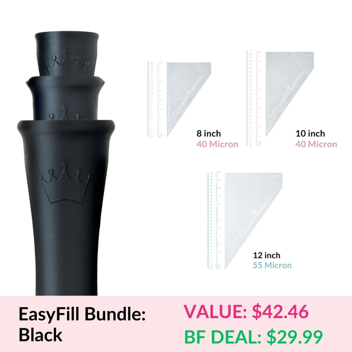 The Cookie Countess BFCM Black Black Friday 2024 Bundle: Easy Fill Tipless Bag Holder Set