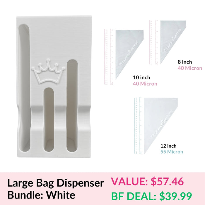 The Cookie Countess BFCM White Black Friday 2024 Bundle: Perfect Piping Dispenser With Tipless Bags