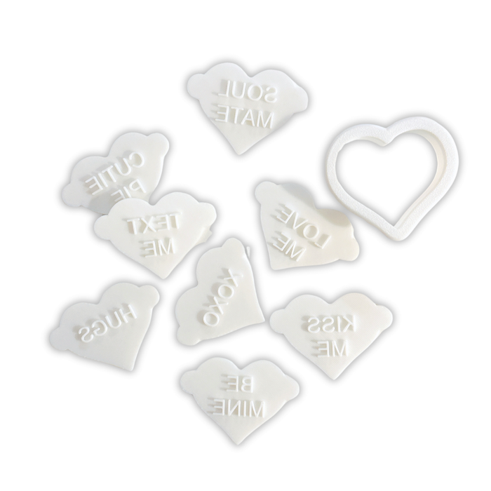 The Cookie Countess Cookie Cutter Mini Conversation Heart Cookie Cutter and Stamps