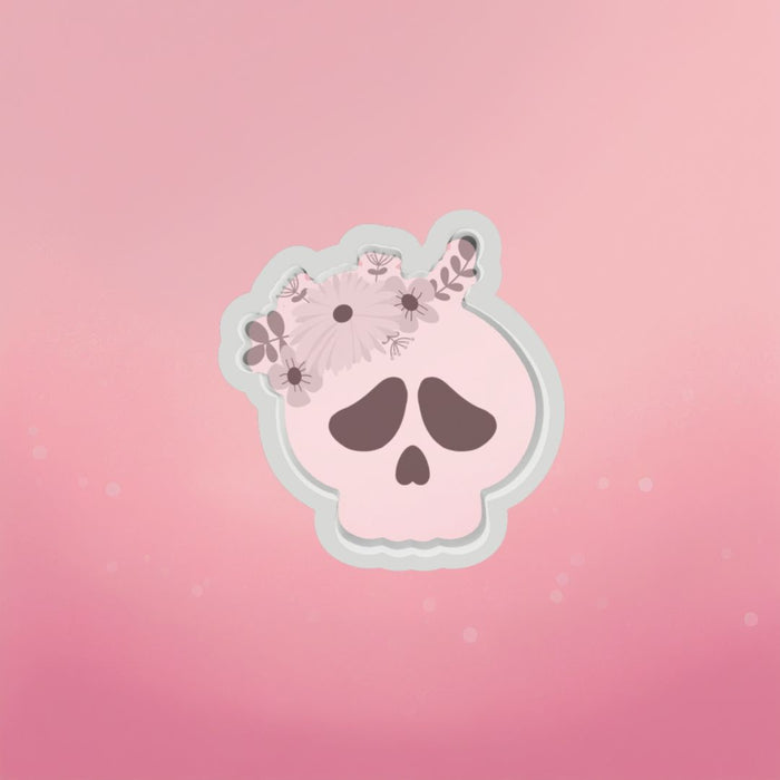 The Cookie Countess Cookie Cutter Skull with Flowers Cookie Cutter