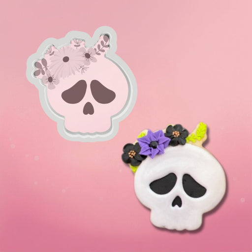 The Cookie Countess Cookie Cutter Skull with Flowers Cookie Cutter