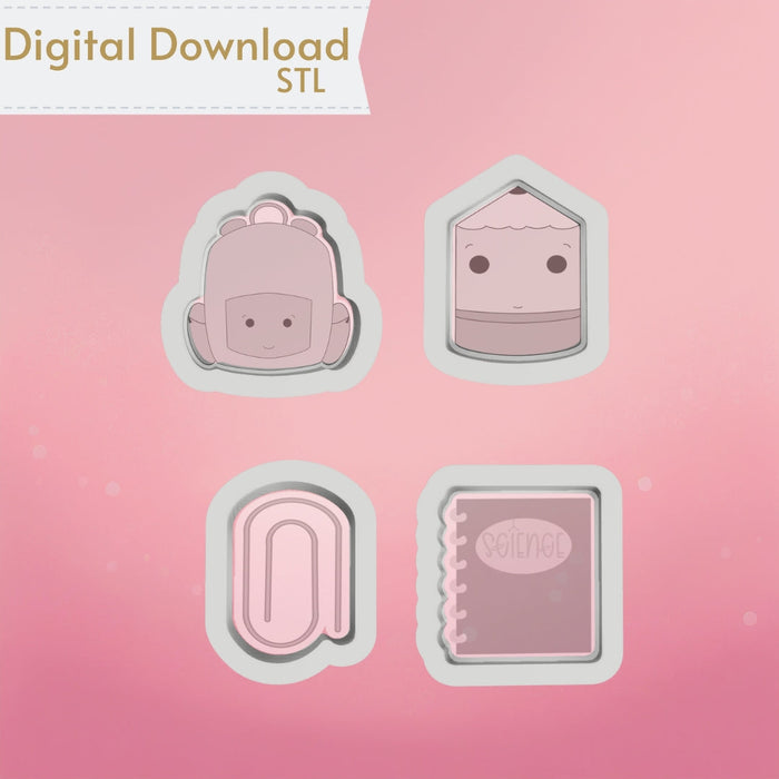 The Cookie Countess Digital Art Download Back to School Set of 4 MINI Cutters STL