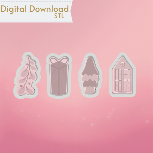 The Cookie Countess Digital Art Download Christmas Set of 4 SKINNY Cutters STL