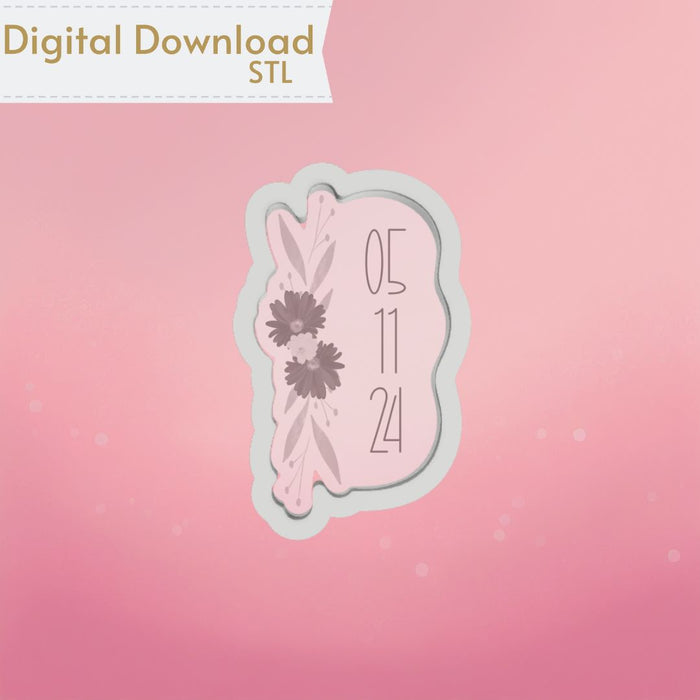 The Cookie Countess Digital Art Download Wedding Floral Plaque Cookie Cutter STL