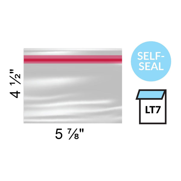 Clear Lip & Tape Bags 4 1/4 x 5 1/8 - Pack of 100