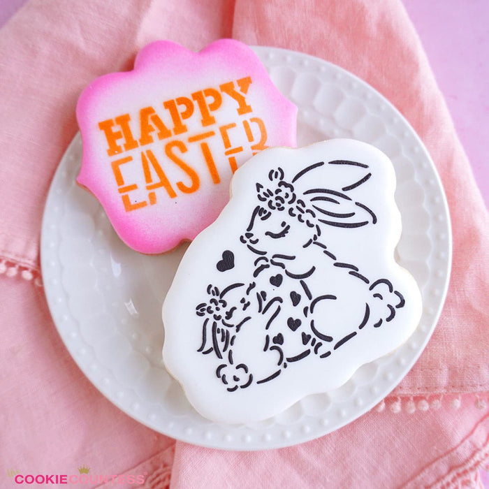 Bunny and Egg PYO Stencil - Drawn by Krista  Cookie stencils, Easter bunny  cookies, Stencils