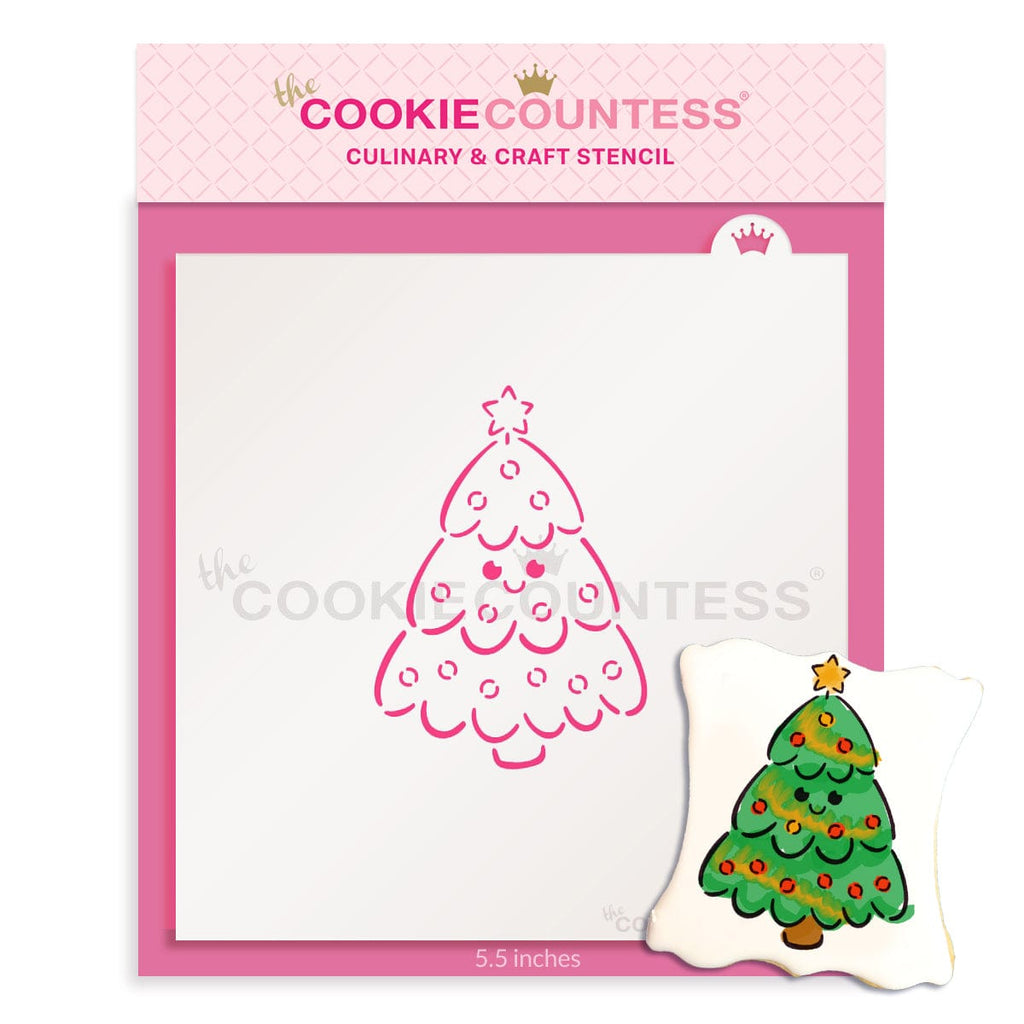 Handpainted Chevron Christmas Tree Stencil Cookie and Craft Stencil