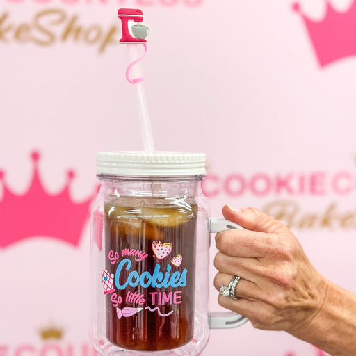 The Cookie Countess Silicone Straw Covers and Mason Jar