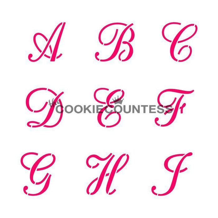 Simple Script Alphabet Stencil Set