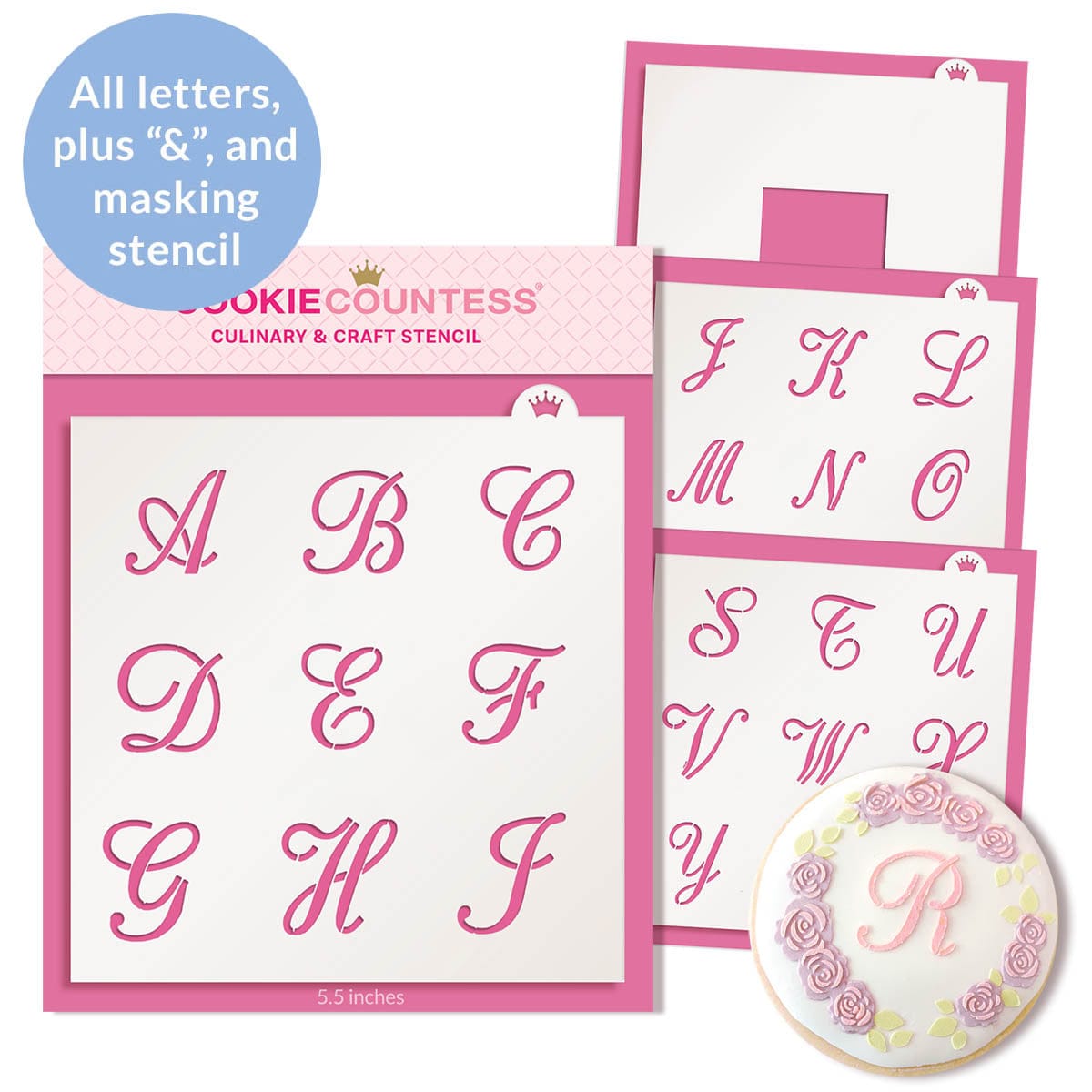 Simple Script Letter and Number Stencil Sets