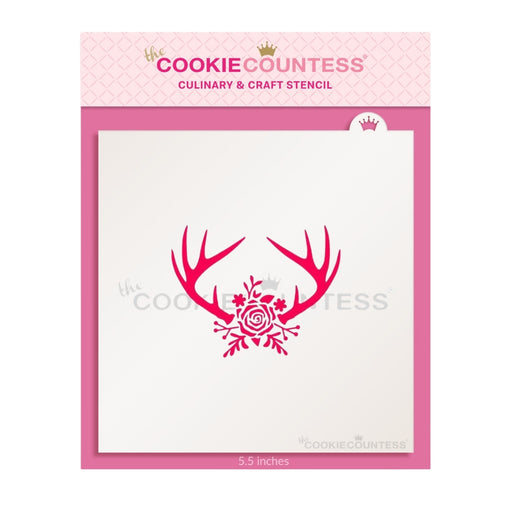 The Cookie Countess Stencil Antlers & Flowers Stencil