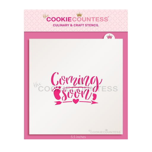 The Cookie Countess Stencil Baby Coming Soon Stencil