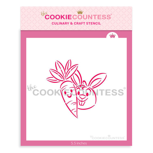 The Cookie Countess Stencil Carrot and Bunny Buddies Stencil - Drawn by Krista