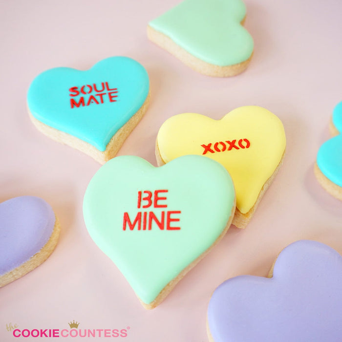 2 Piece Mini Conversation Hearts Stencil — The Cookie Countess