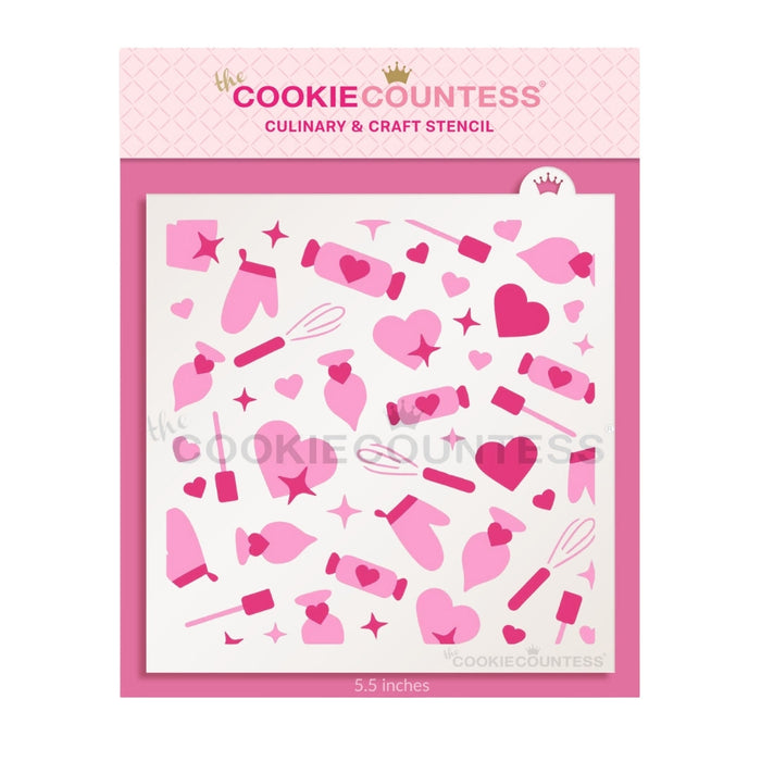 The Cookie Countess Stencil Cookie Couture Stencil - Baking Pattern 2 Piece Background