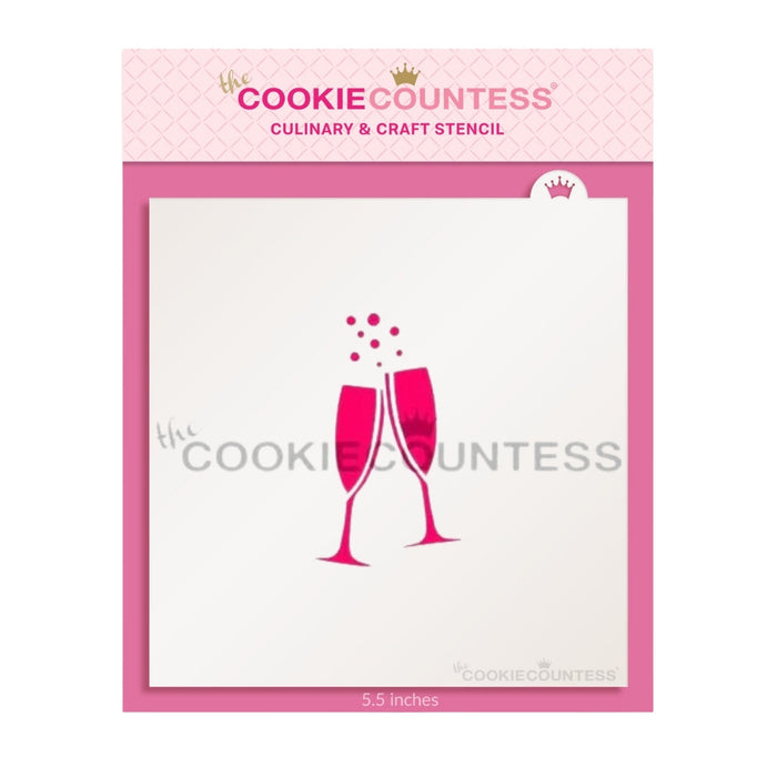 The Cookie Countess Stencil Default Champagne Glasses Stencil