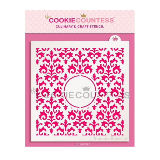 The Cookie Countess Stencil Default Countess Damask Monogram Stencil