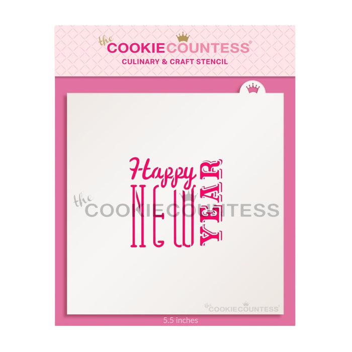 The Cookie Countess Stencil Default Happy New Year 2 Stencil