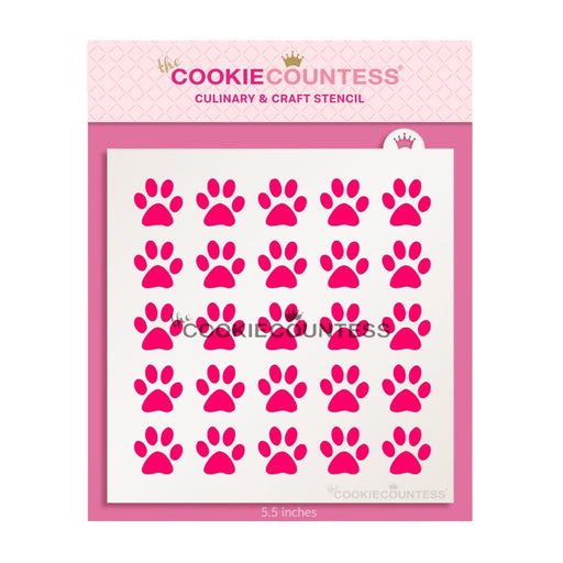 The Cookie Countess Stencil Default Paw Prints Dog or Cat Pattern Stencil