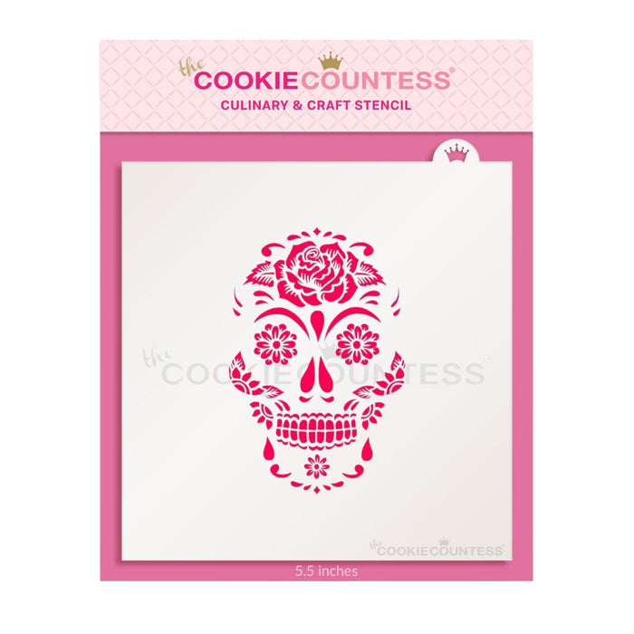 The Cookie Countess Stencil Default Rose Sugar Skull Stencil