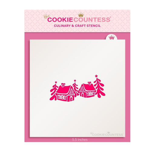 The Cookie Countess Stencil Default Snowy Cabins Stencil