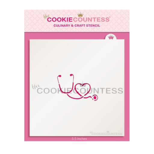 The Cookie Countess Stencil Default Stethoscope and Heart Stencil