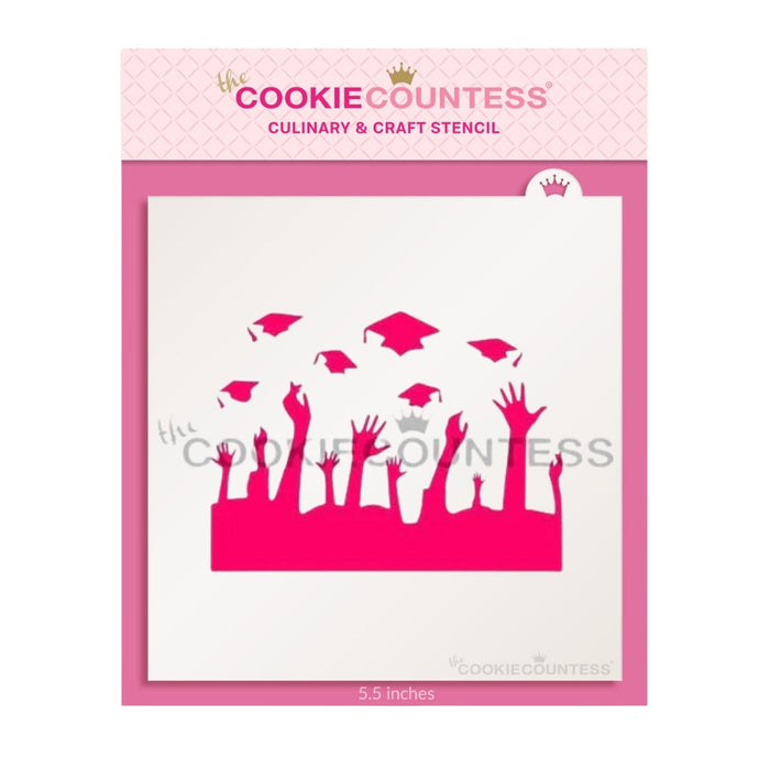 The Cookie Countess Stencil Default Throwing Grad Caps Stencil