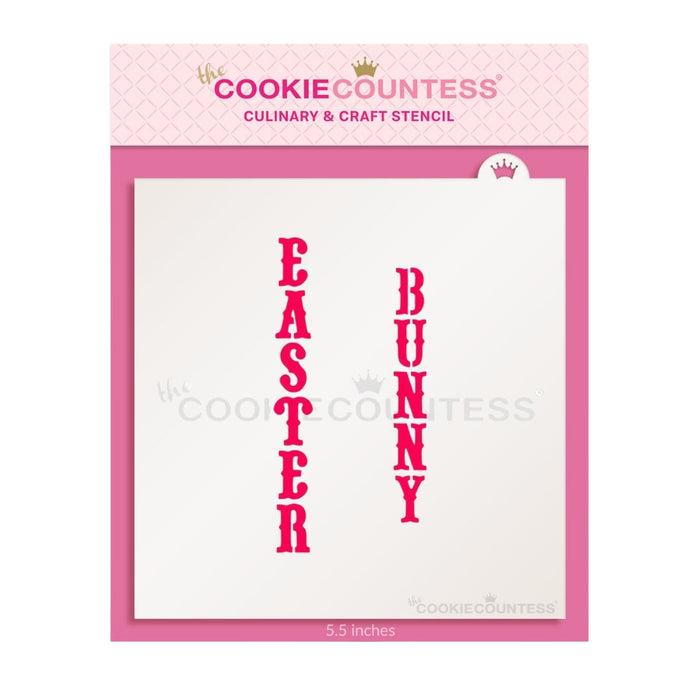 The Cookie Countess Stencil Easter & Bunny Vertical Stencil