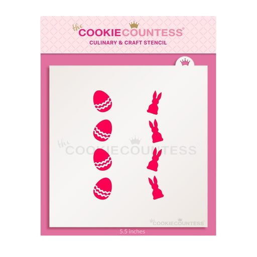 The Cookie Countess Stencil Eggs & Bunnies Vertical Stick Stencil