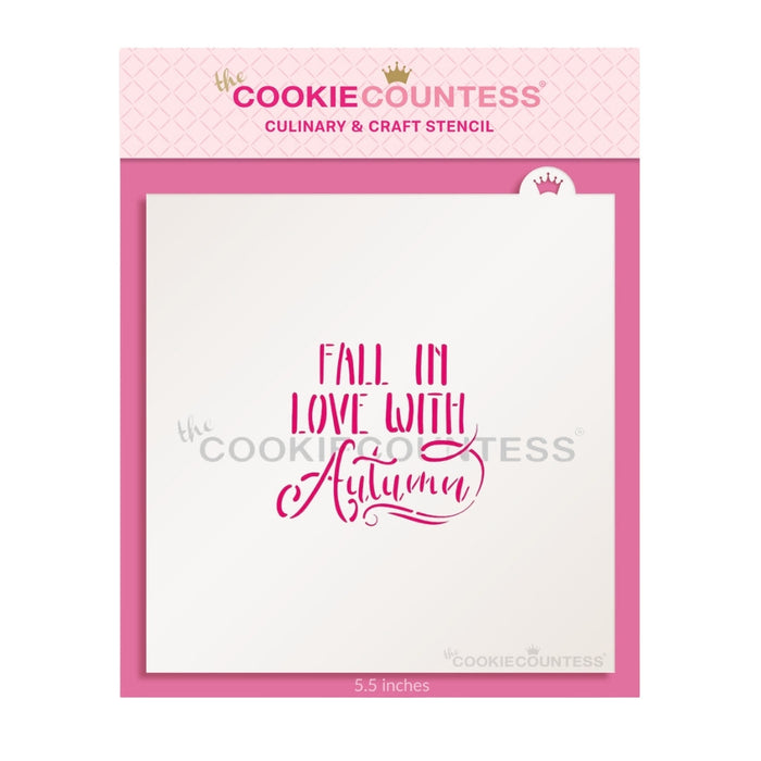 The Cookie Countess Stencil Fall in Love with Autumn Stencil