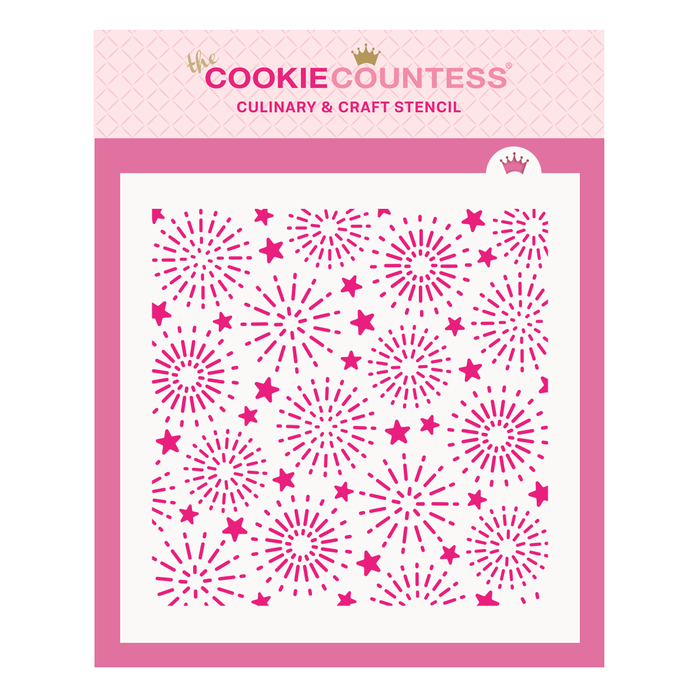 The Cookie Countess Stencil Festive Fireworks Pattern stencil