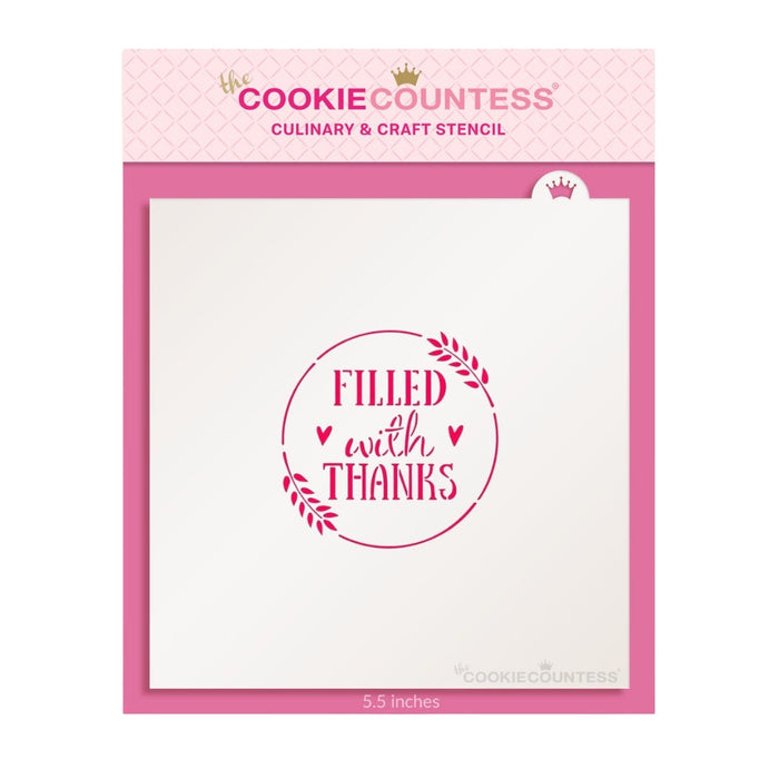 The Cookie Countess Stencil Flour Box Stencil - Filled with Thanks