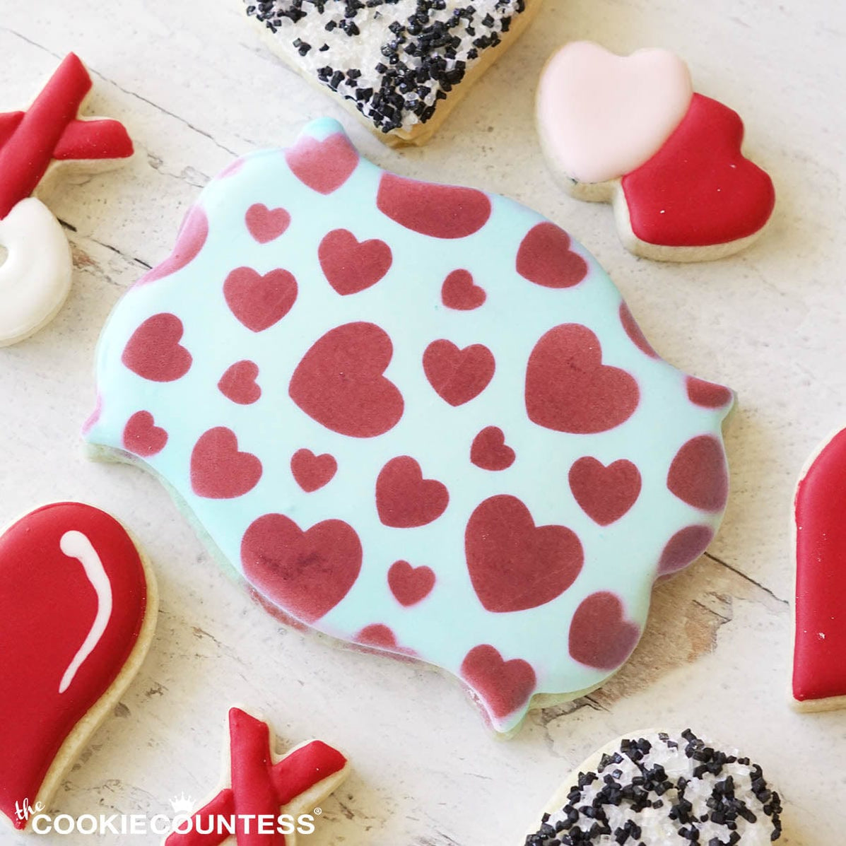 Heart Confetti Pattern Stencil — The Cookie Countess