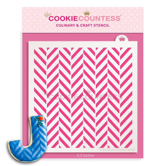 The Cookie Countess Stencil Herringbone Pattern Stencil