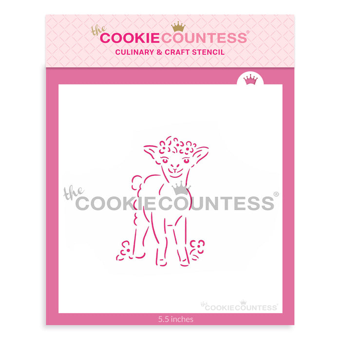 The Cookie Countess Stencil Lamb with Flower Crown PYO Stencil